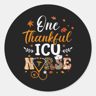 Een dankbare IC-verpleegster Thanksgiving Grappige Ronde Sticker