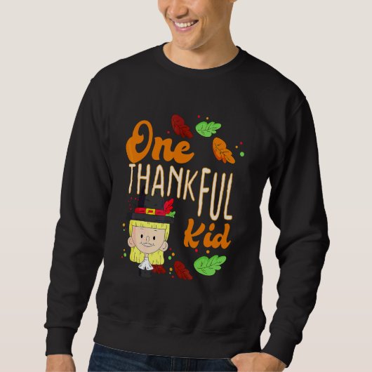 Een dankbare kind herfst val kalkoen dankdag D Trui (Voorkant)