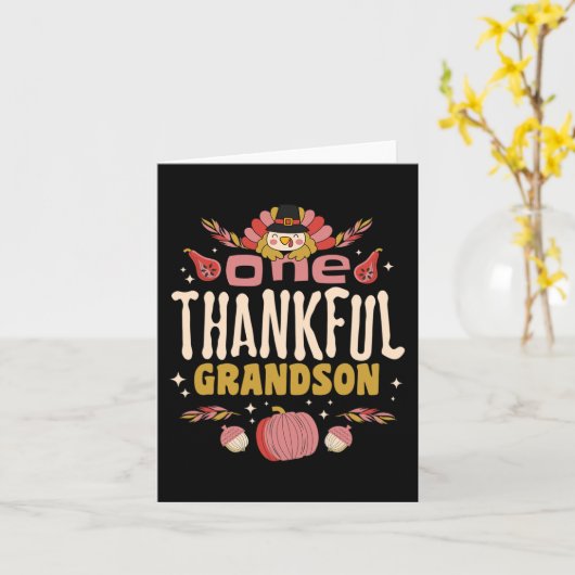 Een dankbare kleinzoon T-shirt Herfst herfst Thank Kaart (Gele Bloem)