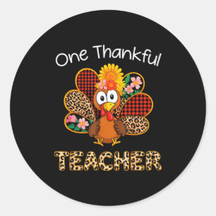 Een dankbare leraar grappige schattige kalkoen tha ronde sticker