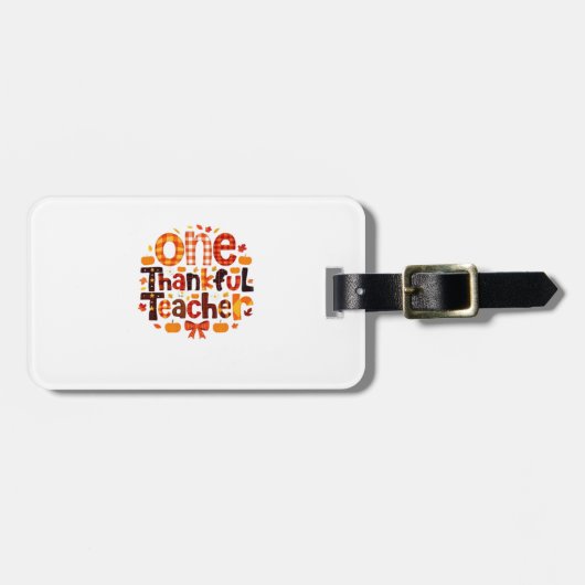 Een dankbare leraar herfst thanksgiving pompoen C Bagagelabel (Voorkant horizontaal)
