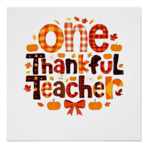Een dankbare leraar herfst thanksgiving pompoen C Perfect Poster