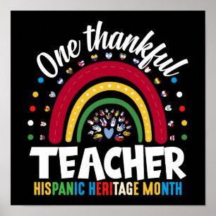 Een dankbare leraar Hispanic Heritage maand vlagge Poster