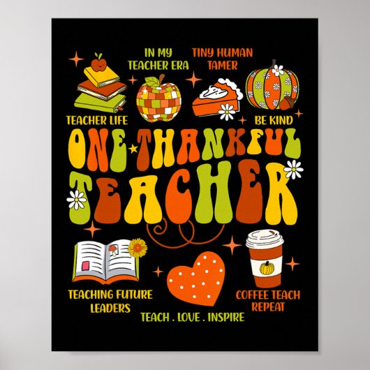 Een dankbare leraar Retro Groovy leraar Thanksgivi Poster (Voorkant)