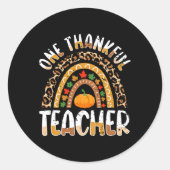Een dankbare leraar Schattige Thanksgiving Regenbo Ronde Sticker (Voorkant)
