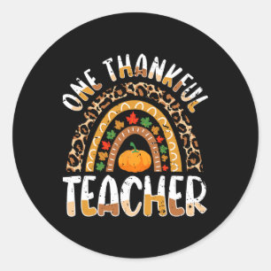Een dankbare leraar Schattige Thanksgiving Regenbo Ronde Sticker