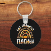 Een dankbare leraar Schattige Thanksgiving Regenbo Sleutelhanger (Voorkant)