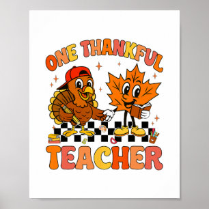 Een dankbare leraar Thanksgiving kalkoen herfst mi Poster