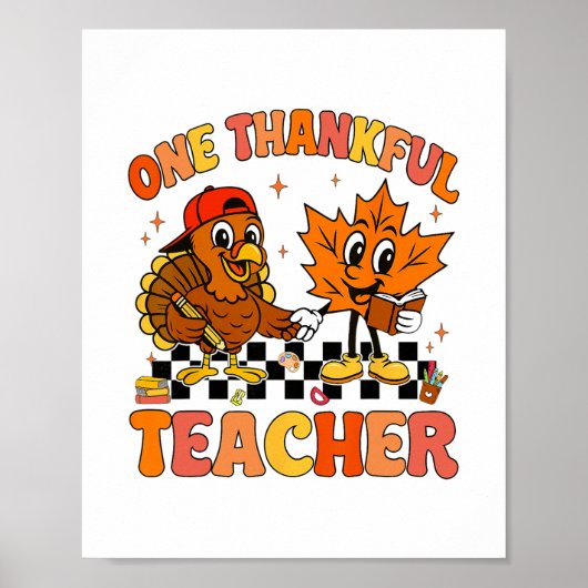 Een dankbare leraar Thanksgiving kalkoen herfst mi Poster (Voorkant)