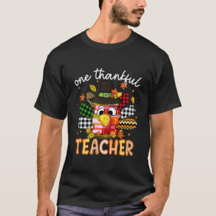 Een dankbare leraar Thanksgiving kalkoen potlood m T-shirt