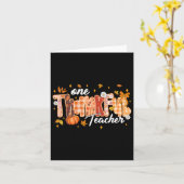 Een dankbare leraar Thanksgiving pompoen Herfst Au Kaart (Gele Bloem)