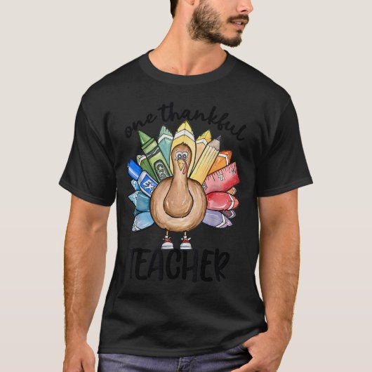Een dankbare Leraar Thanksgiving Turkije, Schattig T-shirt (Voorkant)