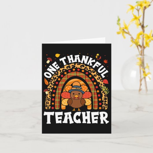 Een dankbare leraar Turkije Thanksgiving Rainbow F Kaart (Gele Bloem)