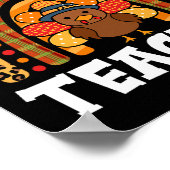 Een dankbare leraar Turkije Thanksgiving Rainbow F Poster (Hoek)