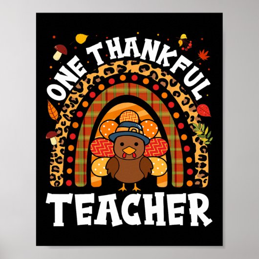 Een dankbare leraar Turkije Thanksgiving Rainbow F Poster (Voorkant)