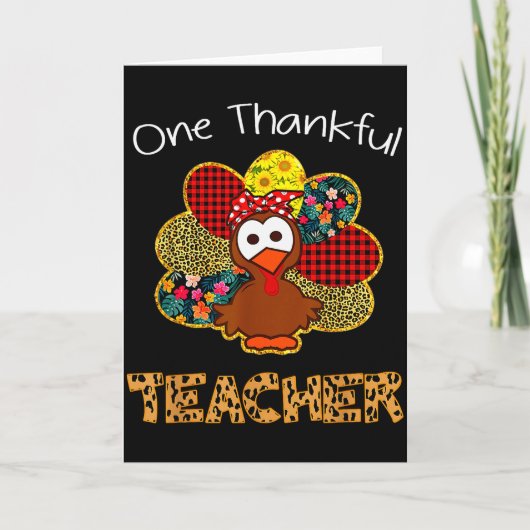Eén dankbare leraren shirt grappige knuffel kalkoe kaart (Voorkant)