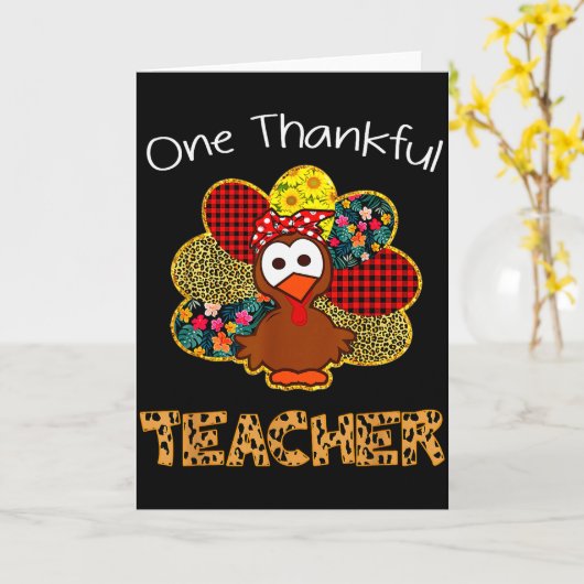 Eén dankbare leraren shirt grappige malse kalkoen  kaart (Gele Bloem)