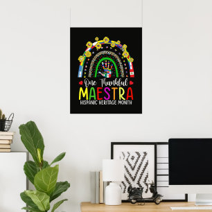 Een dankbare Maestra-leraar Hispanic Heritage Mont Poster
