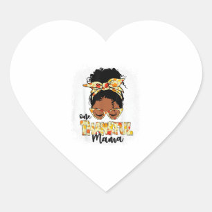 Een dankbare Mama Grappig Messy Bun Thanksgiving Hart Sticker
