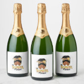 Een dankbare Mama Grappig Messy Bun Thanksgiving Sparkling Wijnetiket (Flessen)