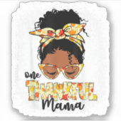 Een dankbare Mama Grappig Messy Bun Thanksgiving Sticker (Voorkant)