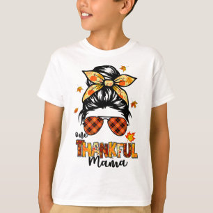 Een dankbare mama grappige rommelige knot herfst a t-shirt