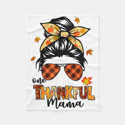 Een dankbare mama grappige rommelige knot herfst h fleece deken (Voorkant)