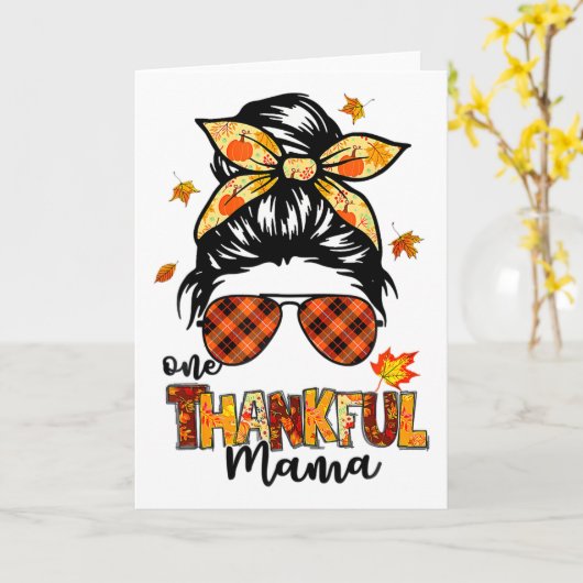 Een dankbare mama grappige rommelige knot herfst h kaart (Gele Bloem)