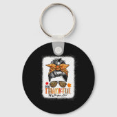 Een dankbare mama Messy Bun Leopard Mam Herfst Dan Sleutelhanger (Voorkant)