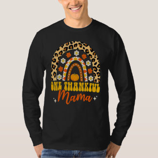 Een Dankbare Mama Regenboog Luipaard Herfst Groovy T-shirt