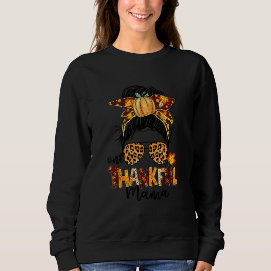 Een Dankbare Mama Rommelige Knot Luipaard Herfst Trui (Voorkant)