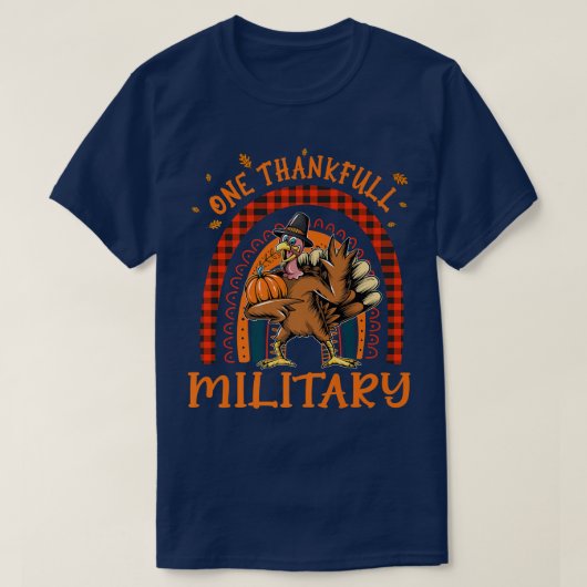 Een dankbare militaire Thanksgiving regenboogTurki T-shirt (Design voorkant)