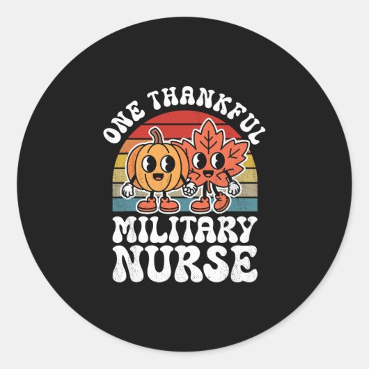 Een dankbare militaire verpleegster Grappige herfs Ronde Sticker (Voorkant)