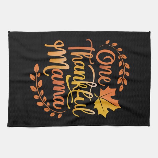 Een dankbare moeder Schattigee Herfst Thanksgiving Theedoek (Horizontaal)