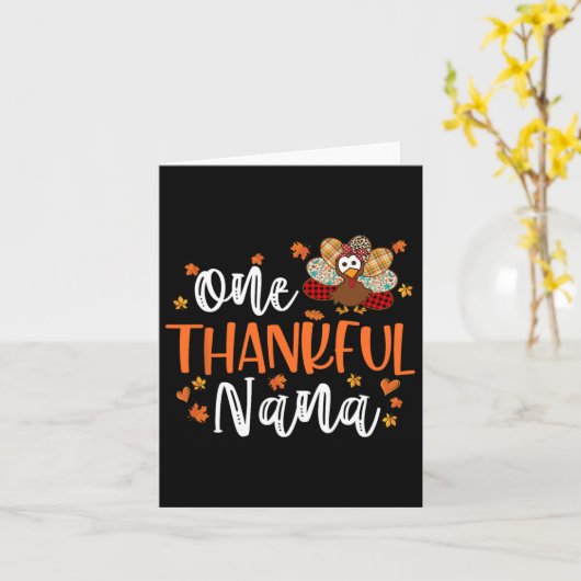 Een dankbare Nana Thanksgiving Familie die Tur aan Kaart (Gele Bloem)