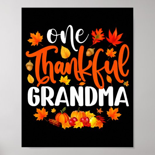Een dankbare oma Funny Fall Herfst Thanksgiving Poster (Voorkant)