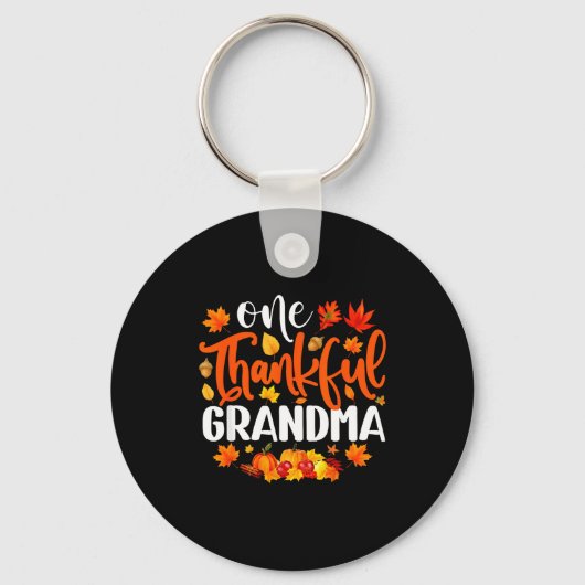Een dankbare oma Funny Fall Herfst Thanksgiving Sleutelhanger (Voorkant)