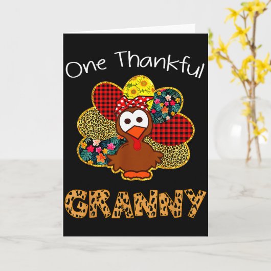 Eén dankbare oma-shirt grappige knuffel kalkoen be kaart (Gele Bloem)