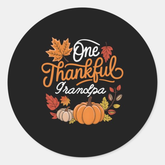 Een dankbare opa Herfst Herfst Thanksgiving pomp Ronde Sticker (Voorkant)