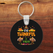 Een dankbare Pe-leraar herfst herfst Thanksgiving Sleutelhanger (Voorkant)