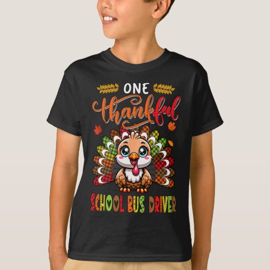 Een dankbare schoolbuschauffeur Thanksgiving baan  T-shirt (Voorkant)