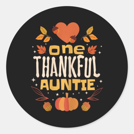 Een dankbare tante Herfst Thanksgiving tante Ronde Sticker (Voorkant)