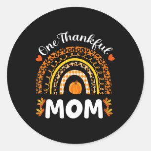 Een dankbare Thanksgiving van mama Rainbow Herfst Ronde Sticker