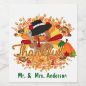 Een dankbare Thanksgiving Wijn Etiket (Enkel label)