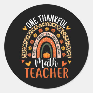Een dankbare Wiskunde Leraar Grappige Thanksgiving Ronde Sticker