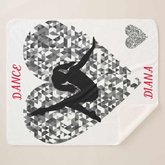 Een dansdeken met een gladde zilveren hart. sherpa deken (Voorkant (horizontaal))