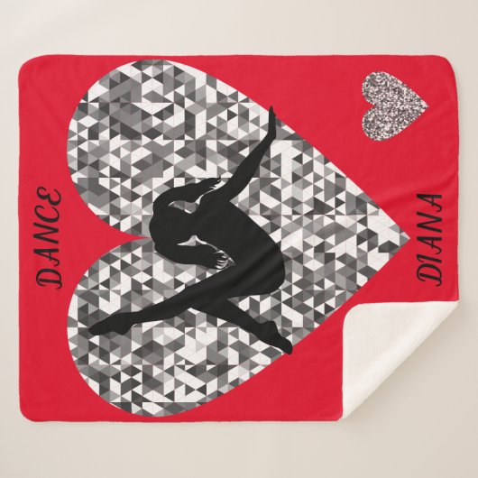 Een dansdeken met een gladde zilveren hart. sherpa deken (Voorkant (horizontaal))