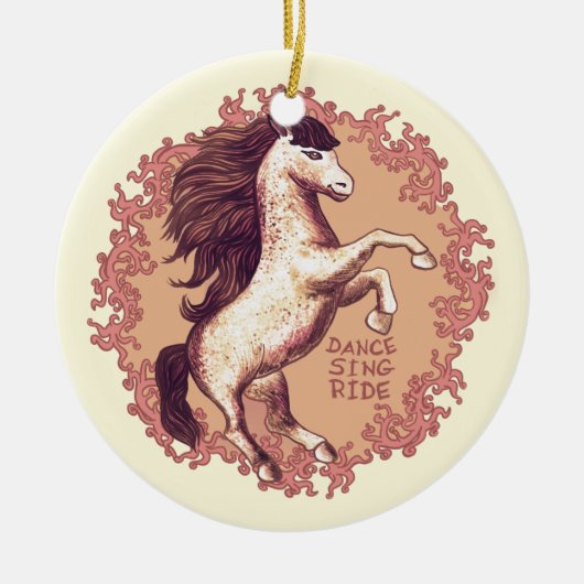 Een dansend paard keramisch ornament (Voorkant)