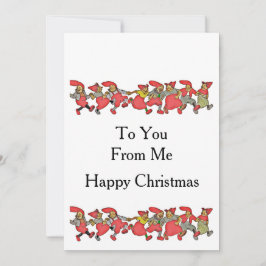 Een dansende gnomen feestdagenkaart