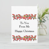 Een dansende gnomen feestdagenkaart (Staand voorkant)